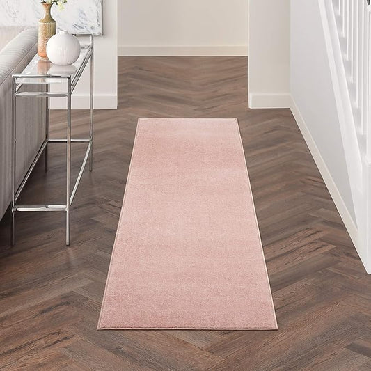 Nourison Essentials Indoor/Outdoor Pink 2' x 6' Area Rug, Easy Cleaning, Non Shedding, Bed Room, Living Room, Dining Room, Backyard, Deck, Patio (2x6)
