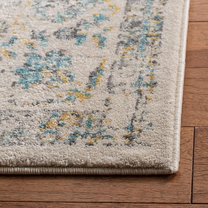 SAFAVIEH Evoke Collection Area Rug - 10' x 14', Ivory & Blue, Shabby Chic Oriental Medallion Design, Non-Shedding & Easy Care, Ideal for High Traffic Areas in Living Room, Bedroom (EVK220C)
