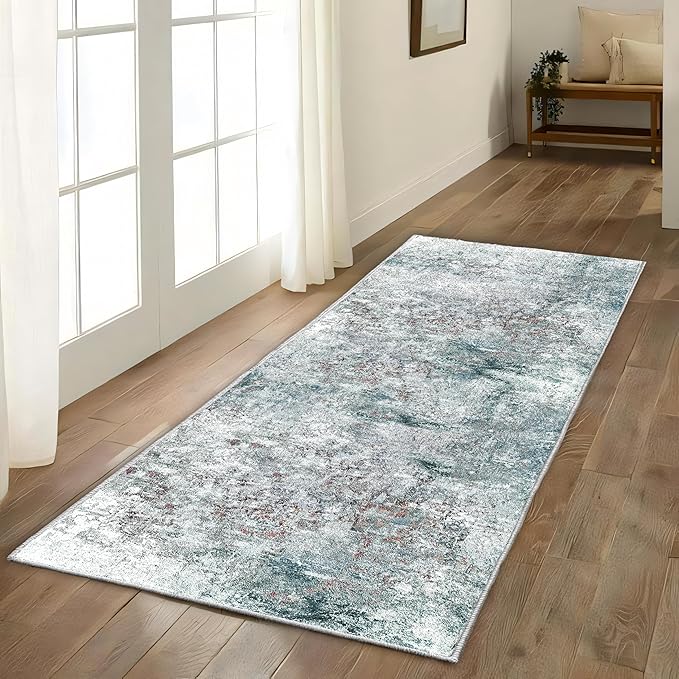 Modern Abstract 2x8 Washable Hallway Runner Rug, Non-Skid Soft Kitchen Runner Rugs for Entryway Laundry Room Living