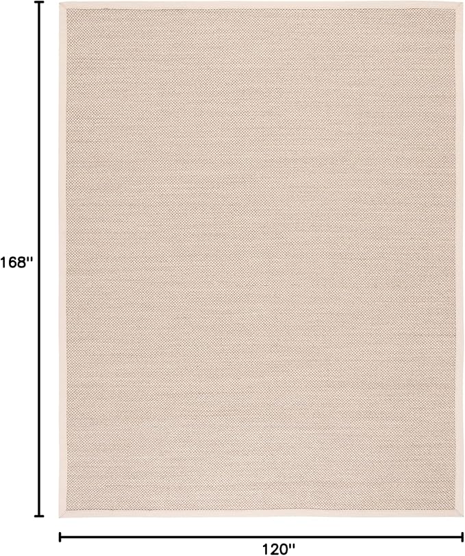 SAFAVIEH Natural Fiber Collection Area Rug - 10' x 14', Marble & Beige, Border Sisal Design, Easy Care, Ideal for High Traffic Areas in Living Room, Bedroom (NF143C)
