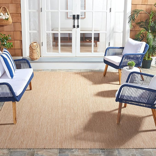 SAFAVIEH Courtyard Collection Area Rug - 8' x 11', Natural & Cream, Non-Shedding & Easy Care, Indoor/Outdoor & Washable-Ideal for Patio, Backyard, Mudroom (CY8521-03012)