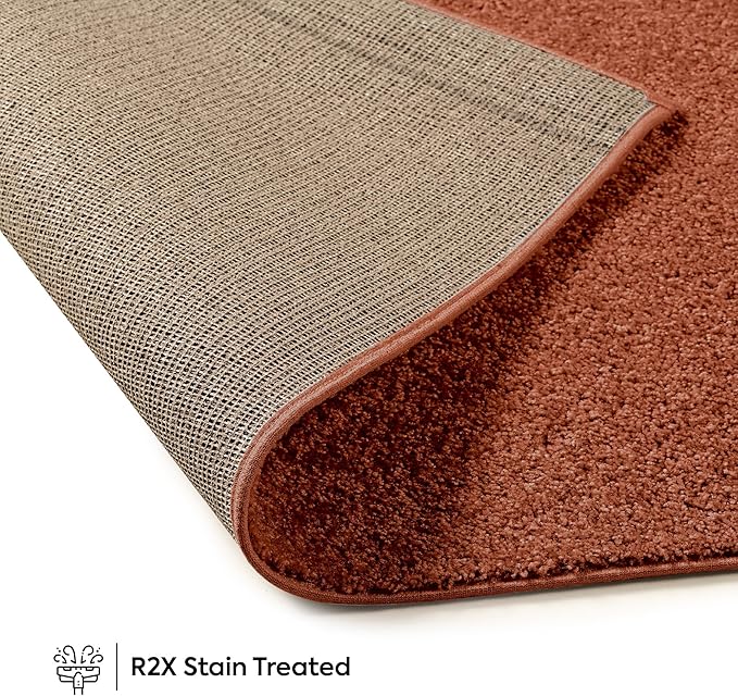 Furnish my Place Modern Plush Solid Color Rug - Rust, 4' x 34', Pet and Kids Friendly Rug. Made in USA, Area Rugs Great for Kids, Pets, Event, Wedding