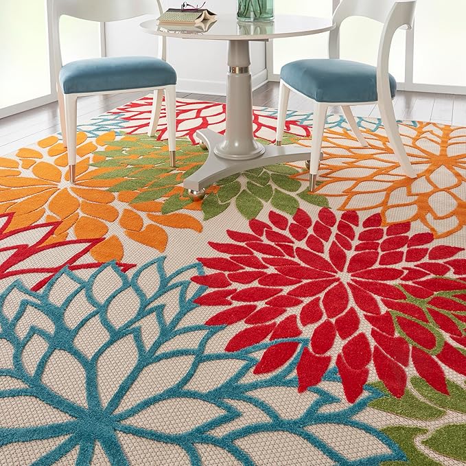 Nourison Aloha 7' x 10' Fabric Indoor/Outdoor Rug in Green/Multi-Color
