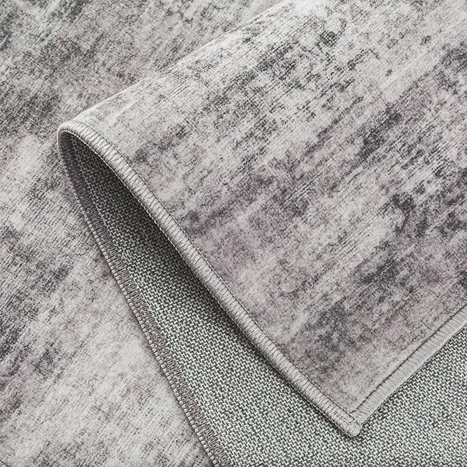 2x3 Small Rug Washable Area Rug Grey Entryway Rugs Entrance Door Mat Abstract Low Pile Carpet for Kitchen Bedroom Office Non Slip