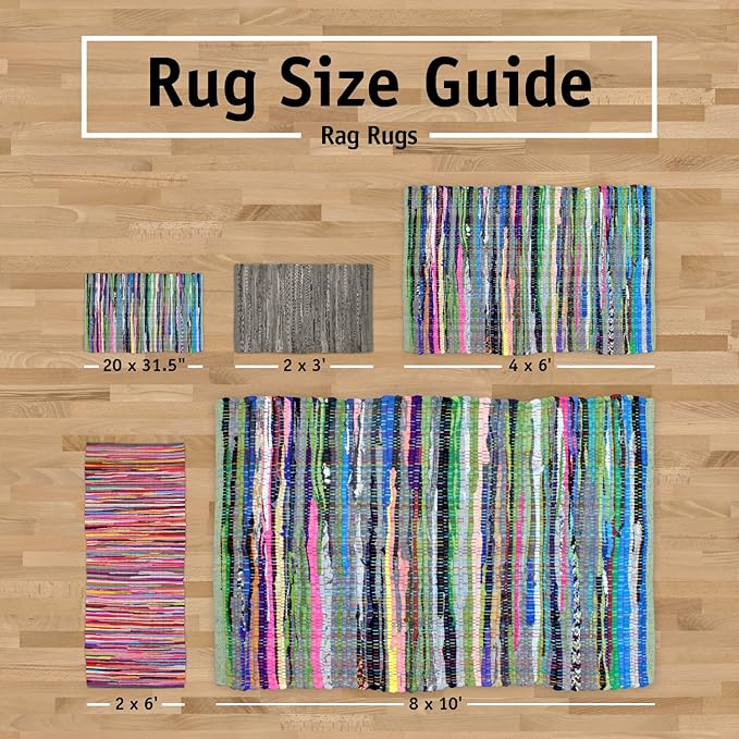 DII Variegated Recycled Yarn Modern Edge Stripe, 2x3', Blue (Pack of 4)