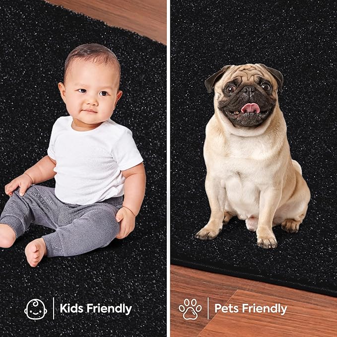 Furnish my Place Modern Indoor/Outdoor Commercial Solid Color Rug - Black, 2' x 24', Runner, Pet and Kids Friendly Rug. Made in USA, Area Rugs Great for Kids, Pets, Event, Wedding