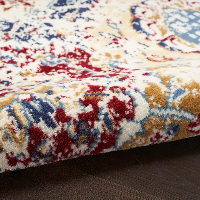 Nourison Grafix Traditional Blue/Multicolor 7' x 10' Area Rug, Easy Cleaning, Non Shedding, Bed Room, Living Room, Dining Room, Kitchen (7x10)