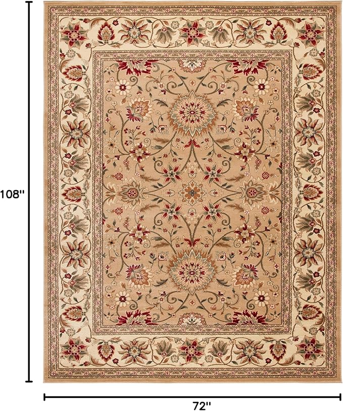 SAFAVIEH Lyndhurst Collection Area Rug - 6' x 9', Beige & Ivory, Traditional Oriental Design, Non-Shedding & Easy Care, Ideal for High Traffic Areas in Living Room, Bedroom (LNH212D)