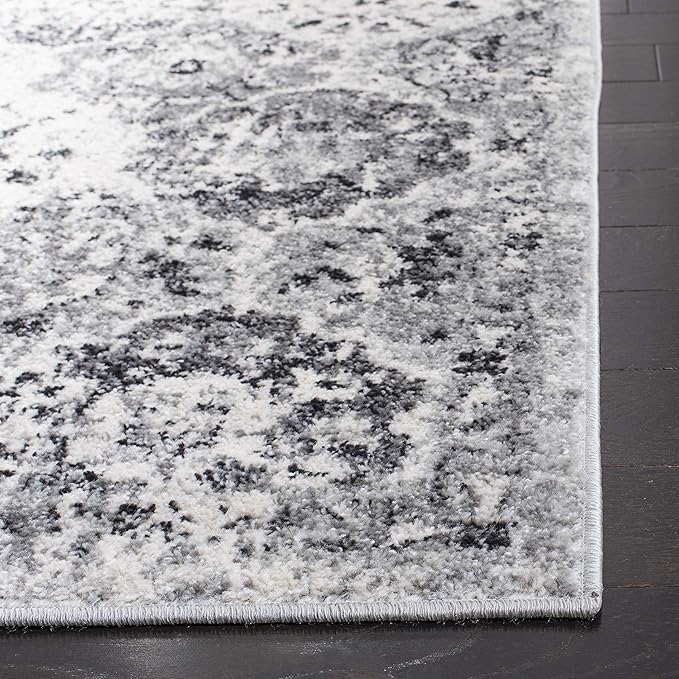 SAFAVIEH Madison Collection Runner Rug - 2'3" x 20', Silver & Grey, Boho Chic Distressed Design, Non-Shedding & Easy Care, Ideal for High Traffic Areas in Living Room, Bedroom (MAD611G)