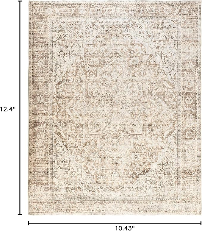 Tan Brown and Beige 3x5 Small Entryway Area Rug Indoor for Front Door Entry Way,Washable Non Slip Ultra Thin Modern Farmhouse Neutral Boho Door Mat Entrance