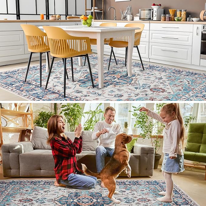 2x3 Area Rugs, Washable Entry Rug Indoor Door Mat Vintage Boho Stain Resistant Non-Slip Non-Shedding Carpet Small Bath Mat Low Pile Rug for Entryway Kitchen Laundry Bathroom