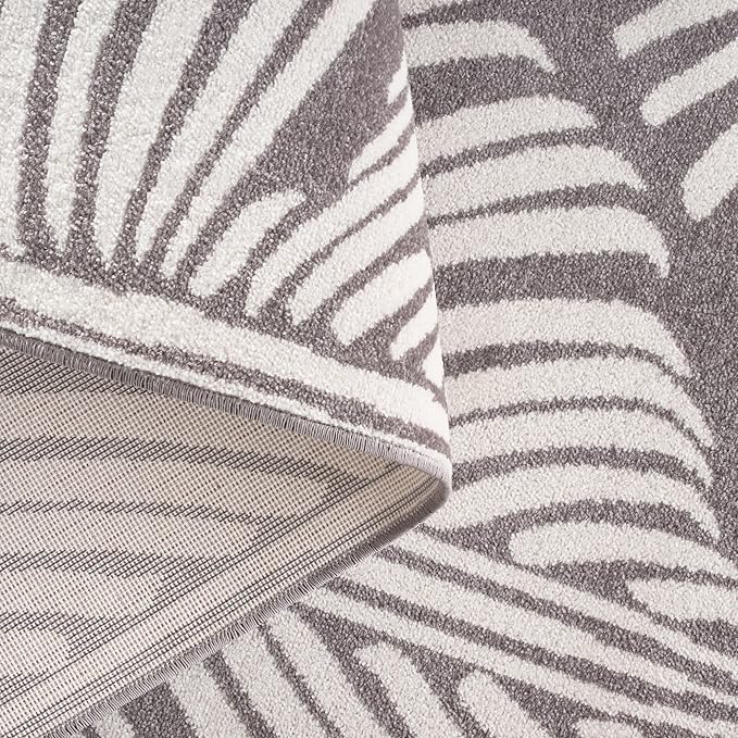 Tommy Bahama Lanai Palm Leaves Indoor Outdoor Area Rug, Leaf Tropical Design, UV Fade Resistant, Dark Grey/Ivory, 7'10"x10'2"