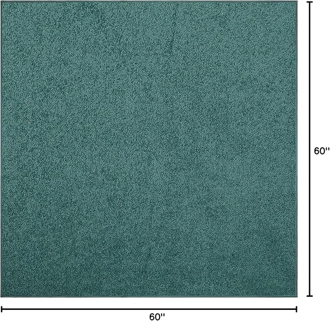 Solid Color Area Rugs Teal - 5' Square, Indoor, Stain & Fade Resistant, Perfect for Living Room, Bedroom, Dining Room, Entryway, Doorway, Pet & Kids Friendly Rug, Wedding, Made in USA