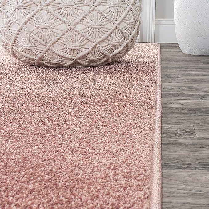 JONATHAN Y SEU100P-212 Haze Solid Low-Pile Indoor Runner Rug, Coastal, Bohemian, Minimalist, Classic, Casual for Bedroom,Kitchen,Living Room,Non Shedding,Easy-Washing, Pink, 2 X 12