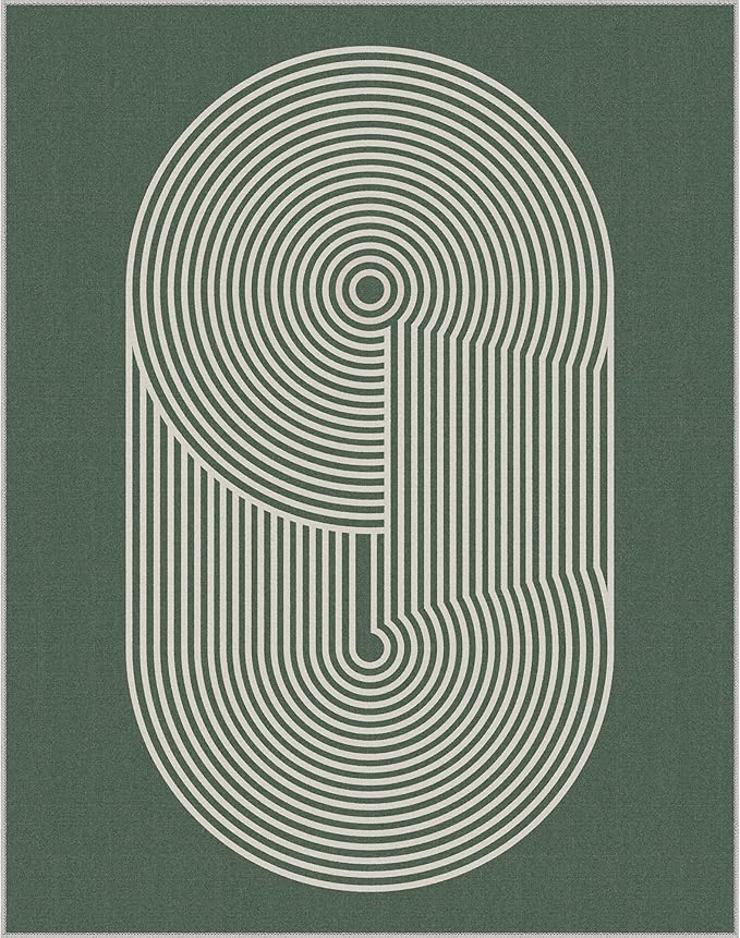 Bavni Area Rugs 8x10, Modern Soft Bedroom Rug, Machine Washable Rug Non Slip, Abstract Low Pile Large Rugs for Living Room, Dining Room, Sage Green Lines