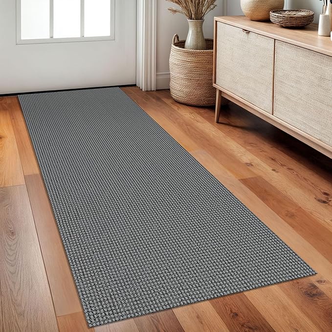 Braided Runner Rug 2x5 Ft Washable Runners for Hallways Non Slip Rubber Backed Kitchen Runners Cotton Entryway Runner Indoor, Woven Floor Carpet for Hall Kitchen Bedroom, Dark Grey/Grey