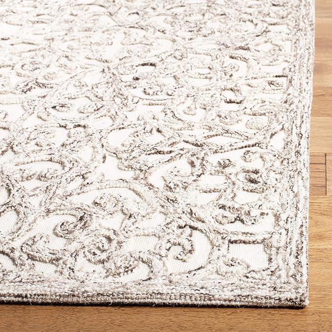 SAFAVIEH Trace Collection Runner Rug - 2'3" x 12', Brown & Ivory, Handmade Wool, Ideal for High Traffic Areas in Living Room, Bedroom (TRC103T)