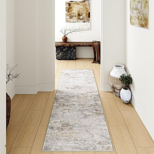 2x6 Runner Rug Washable Hallway Area Rug Indoor Accent Rug Abstract Non Slip Low Pile Carpet Distressed Throw Rugs for Bedroom Living Office Kitchen Laundry Bathroom