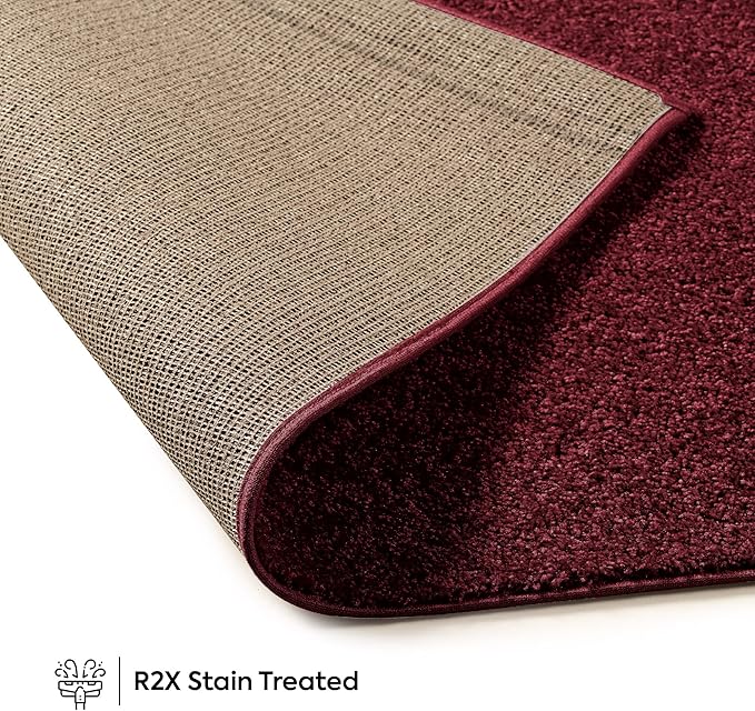 Furnish my Place Modern Indoor/Outdoor Commercial Solid Color Rug - Burgundy, 2' x 36' Oval, Pet and Kids Friendly Rug. Made in USA, Area Rugs Great for Kids, Pets, Event, Wedding