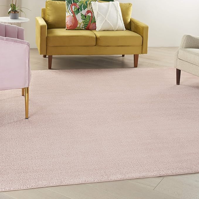 Nourison Essentials Indoor/Outdoor Pink 9' x Square Area Rug, Easy Cleaning, Non Shedding, Bed Room, Living Room, Dining Room, Backyard, Deck, Patio (9 Square)