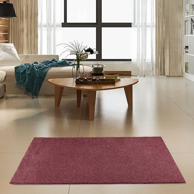 Furnish my Place Modern Plush Solid Color Rug - Cranberry, 8' Hexagon, Pet and Kids Friendly Rug. Made in USA, Area Rugs Great for Kids, Pets, Event, Wedding, Living Room