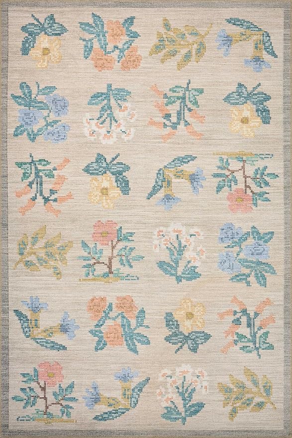 Loloi Rifle Paper Co. Rosa Collection RSA-03 Cream 2'-6" x 9'-6" Runner Rug