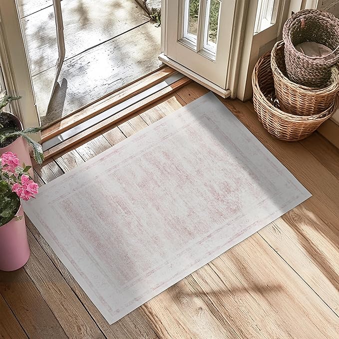 2x3 ft Washable Pink Boho Runner Rug – Non-Slip Area Rug for Kitchen, Outdoor, & Home Décor – Soft, Stylish, and Durable Rugs for High-Traffic Areas