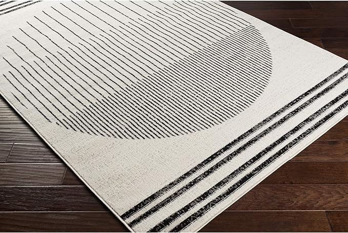 Livabliss Penrod Modern Geometric Area Rug,7'10" x 10',Black/Ivory