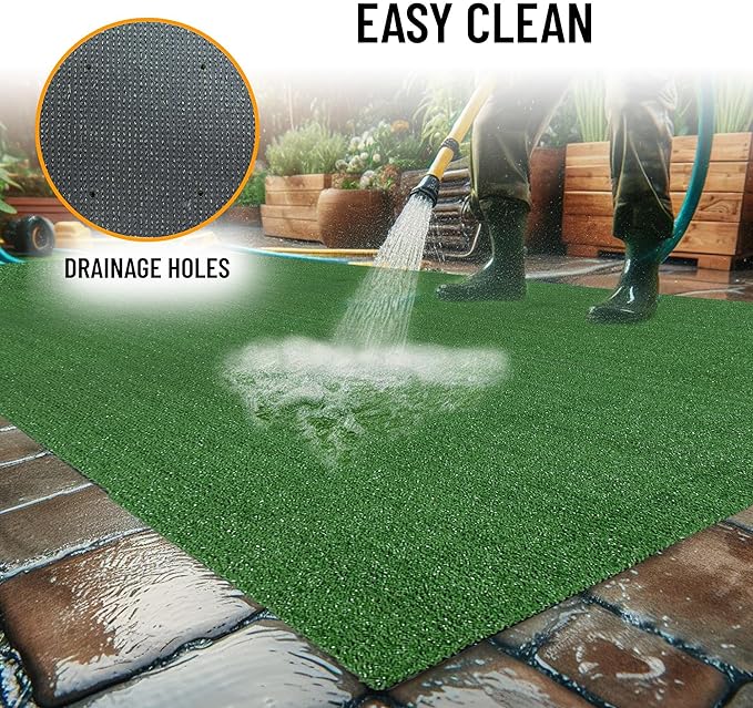 Sweethome Meadowland Collection Indoor and Outdoor Green Artificial Grass Turf Runner Rug 3'0" X 7'3" Green Artificial Grass/Pet mat with Rubber Backed