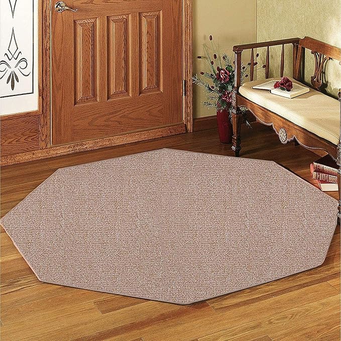 Ambiant Broadway Collection Pet Friendly Indoor Outdoor Area Rugs Beige - 2' Octagon, Stain & Fade Resistant, Easy Care, Pet & Kids Friendly, Made in USA, Perfect for Weddings & Everyday Use!