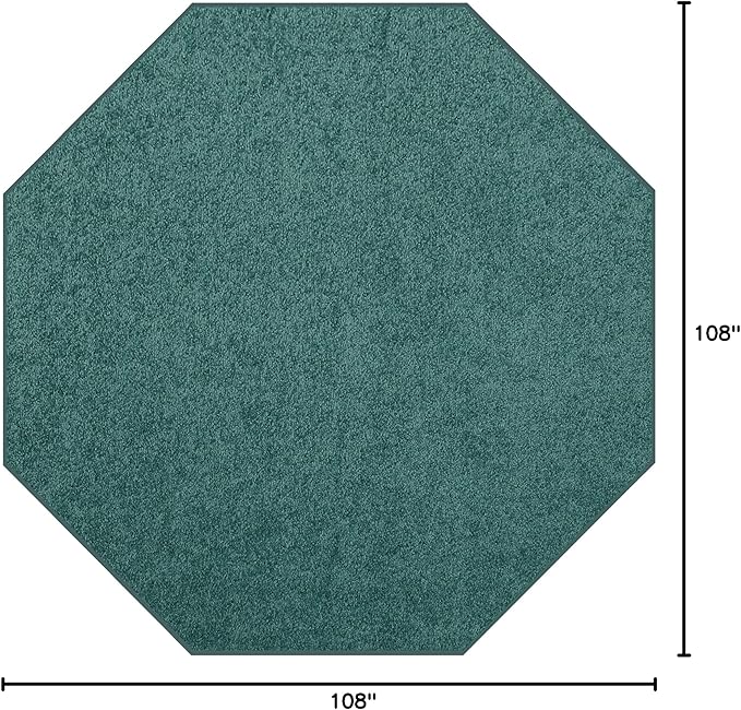 Solid Color Area Rugs Teal - 9' Octagon, Indoor, Stain & Fade Resistant, Perfect for Living Room, Bedroom, Dining Room, Entryway, Doorway, Pet & Kids Friendly Rug, Wedding, Made in USA
