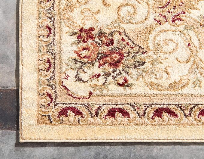 Unique Loom Versailles Collection Traditional Classic Floral Motif Area Rug (2' 2 x 6' 0 Runner, Ivory/ Tan)