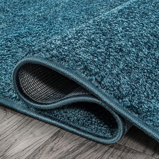 JONATHAN Y SEU100H-216 Haze Solid Low-Pile Indoor Runner Rug, Coastal, Bohemian, Minimalist, Classic, Casual for Bedroom,Kitchen,Living Room,Non Shedding,Easy-Washing, Blue, 2 X 16