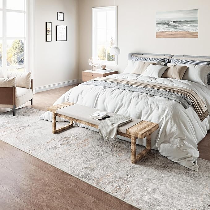2x8 Runner Rug Washable Hallway Area Rug Indoor Accent Rug Abstract Non Slip Low Pile Carpet Distressed Throw Rugs for Bedroom Living Office Kitchen Laundry Bathroom