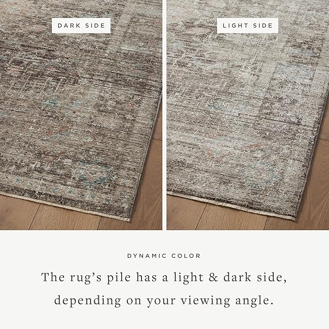 Loloi Magnolia Home by Joanna Gaines Millie Collection MIE-03 Charcoal/Dove 9'-6" x 13'-1", .25" Pile Height, Area Rug