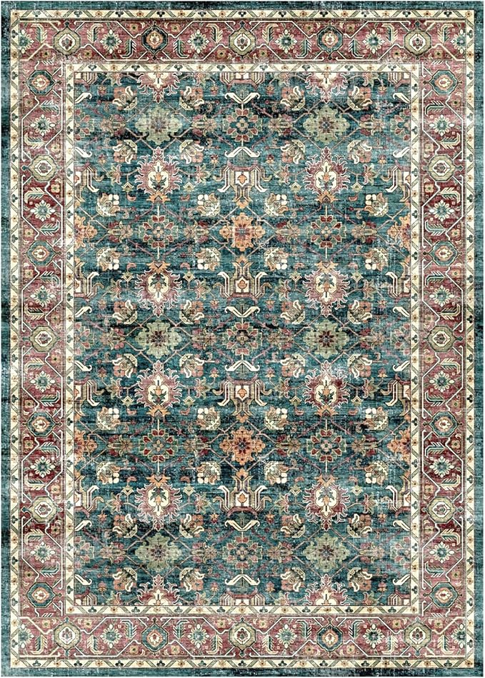 Vintage Area Rug, Washable Rugs 3x5 for Bedroom, Small Distressed Rug Rug for Kitchen Entryway Bathroom Living Room Office Carpet