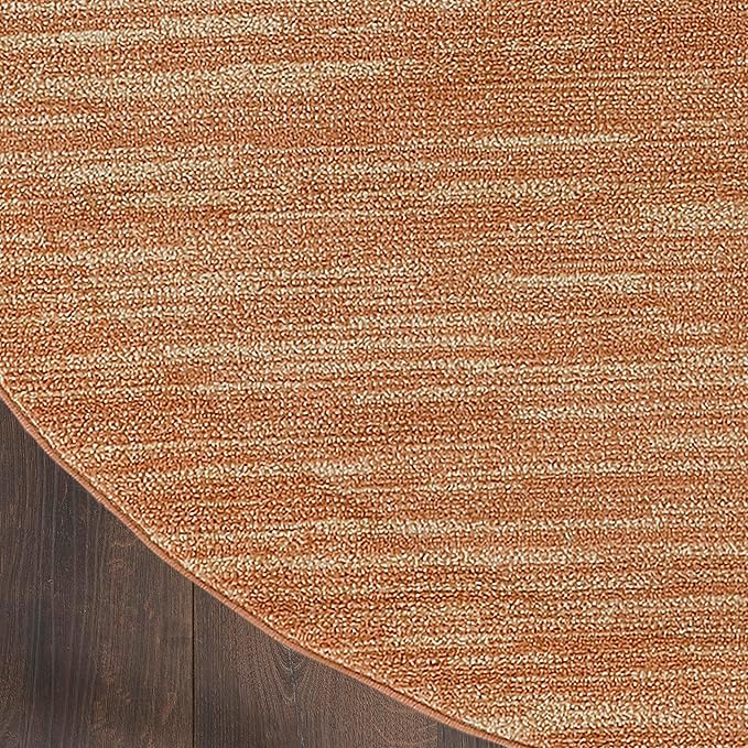 Nourison Essentials Indoor/Outdoor Rust 6' x Round Area Rug, Easy Cleaning, Non Shedding, Bed Room, Living Room, Dining Room, Backyard, Deck, Patio (6 Round)