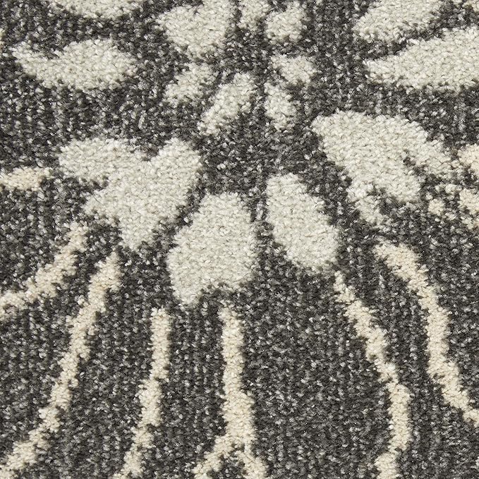 Nourison Passion Charcoal/Blue 3'9" x 5'9" Area Rug, Floral, Farmhouse, Easy Cleaning, Non Shedding, Bed Room, Living Room, Dining Room, Kitchen, (4' x 6')
