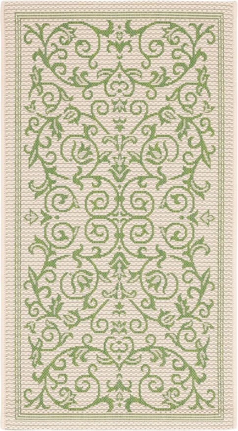 SAFAVIEH Courtyard Collection Accent Rug - 2' x 3'7", Natural & Olive, Indoor/Outdoor & Washable, Ideal for High Traffic Areas in Patio, Backyard, Mudroom, Entryway, Doormat (CY2098-1E01-2)