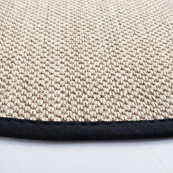Safavieh Natural Fiber Collection Area Rug - 6' x 8', Marble & Black, Sisal with Cotton Border, Ideal for The Living Room, Bedroom, Dining Room (NF143A-68)