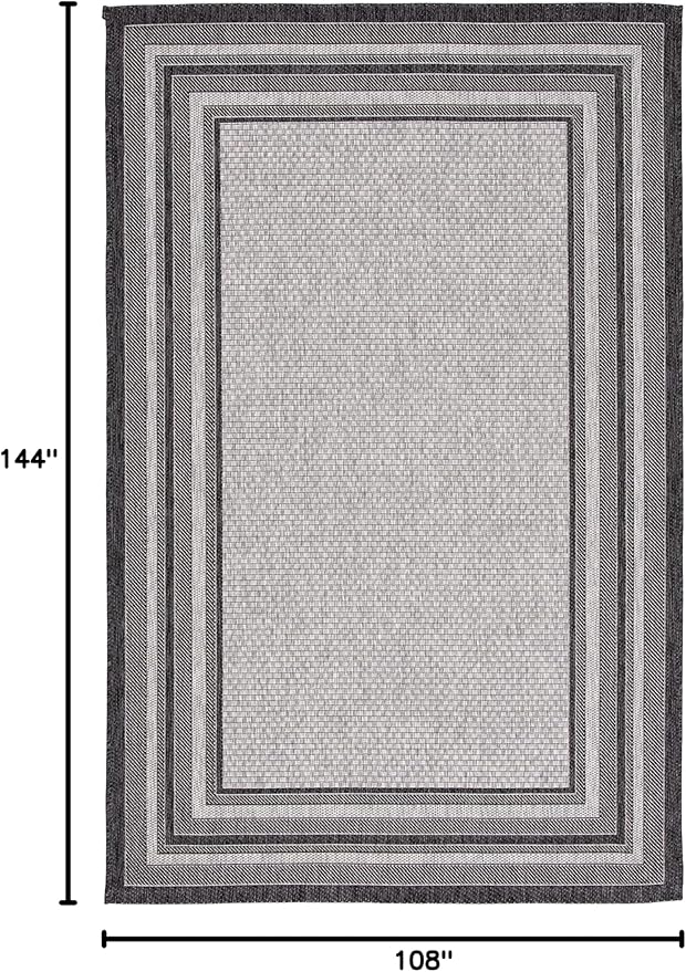 SAFAVIEH Courtyard Collection 9' x 12' Light Grey/Black CY8475 Indoor/-Outdoor Waterproof Easy-Cleaning Patio Backyard Mudroom Area-Rug