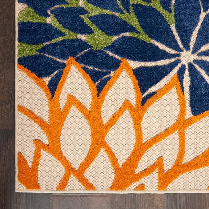 Nourison Aloha Indoor/Outdoor Multicolor 7' x 10' Area Rug, Easy Cleaning, Non Shedding, Bed Room, Living Room, Dining Room, Deck, Backyard, Patio (7x10)