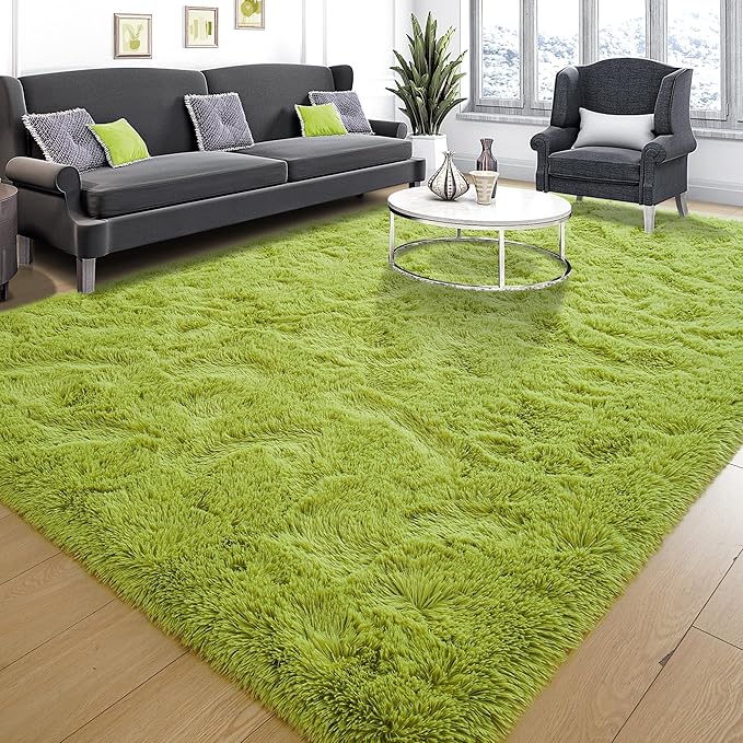 Tepook Super Soft Fluffy Rug for Bedroom, Modern Shaggy Rug Fuzzy Kids Rug for Living Room, Plush Indoor Nursery Home Decor Rug with Non-Slip Bottom, Grass Green, 6 X 9 Feet