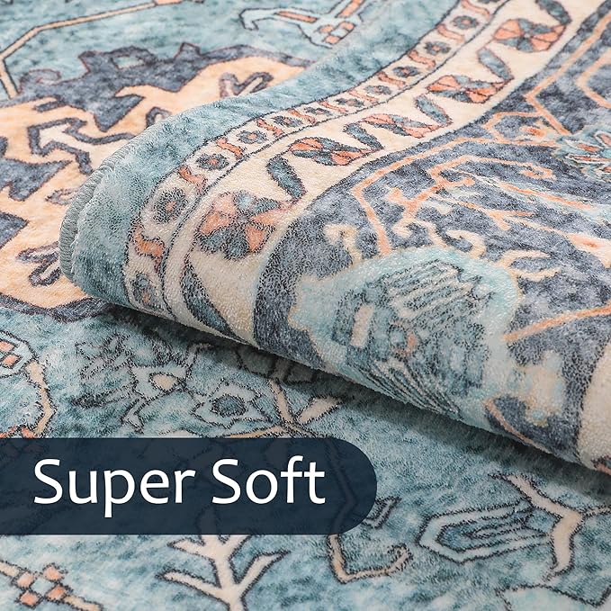 2x3 Area Rugs, Washable Entry Rug Indoor Door Mat Stain Resistant Non-Slip Non-Shedding Carpet Vintage Boho Rug Small Bath Mat Low Pile Rug for Entryway Kitchen Laundry Bathroom