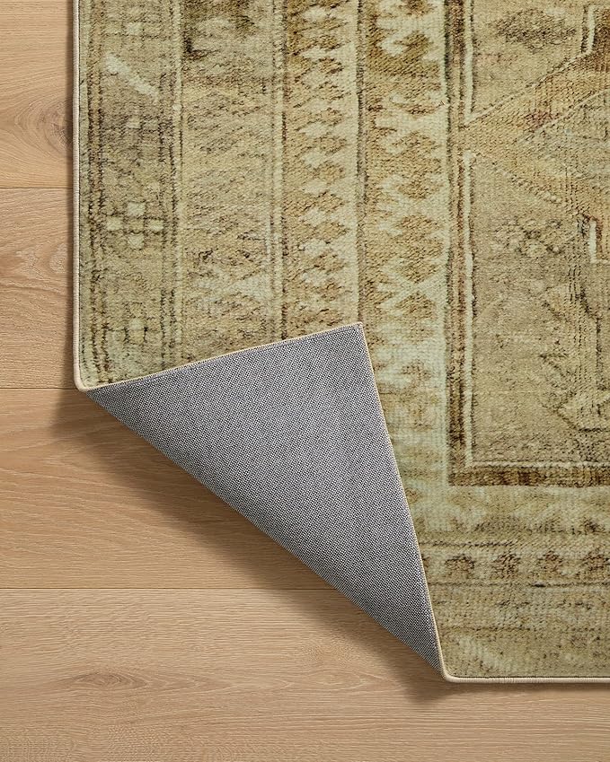 Loloi Magnolia Home by Joanna Gaines Sinclair Collection SIN-02 Khaki/Tobacco 7'-6" x 9'-6", .25" Pile Height, Machine Washable, Area Rug