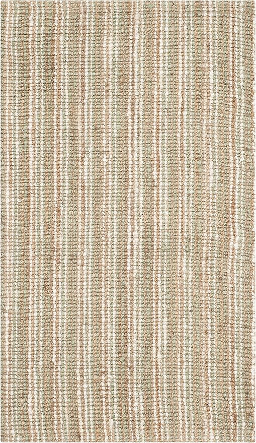 SAFAVIEH Natural Fiber Collection Accent Rug - 3' x 5', Sage & Natural, Handmade Chunky Textured Jute 0.75-inch Thick, Ideal for High Traffic Areas in Entryway, Living Room, Bedroom (NF447S)