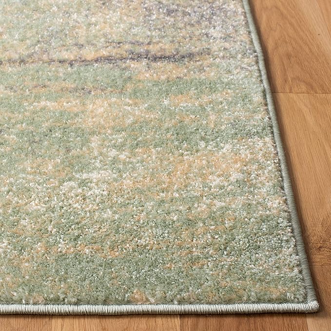 SAFAVIEH Adirondack Collection Runner Rug - 2'6" x 14', Ivory & Sage, Modern Abstract Design, Non-Shedding & Easy Care, Ideal for High Traffic Areas in Living Room, Bedroom (ADR112W)