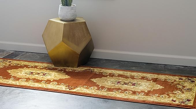 Unique Loom Versailles Collection Traditional Classic Floral Motif Area Rug (2' 2 x 6' 0 Runner, Terracotta/ Ivory)