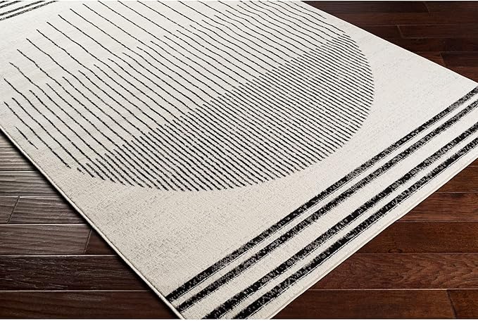 Livabliss Penrod Modern Geometric Area Rug,9'2" x 12',Black/Ivory
