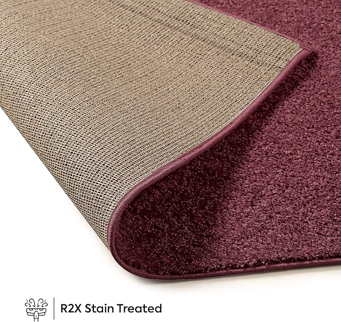 Furnish my Place Modern Plush Solid Color Rug - Cranberry, 8' Hexagon, Pet and Kids Friendly Rug. Made in USA, Area Rugs Great for Kids, Pets, Event, Wedding, Living Room